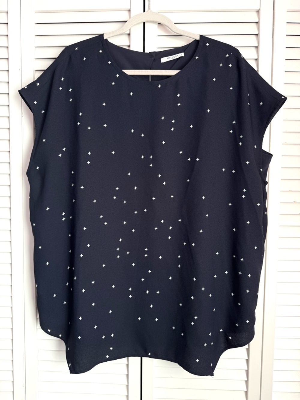 MM Lafleur Black Blouse with White Cross Dot Print